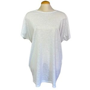 Cherie Bliss Glittery White Tee Women's Large | Fun Sleeve Detailing | GUC